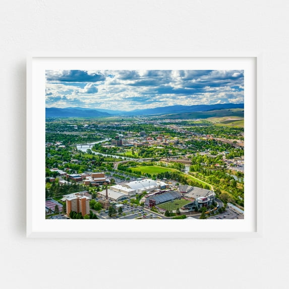 Big Sky - Missoula Montana Photography City Landscape Scenic Skyline Nature Travel Poster Architecture White Framed Wall Art Print 5 x 7 inches