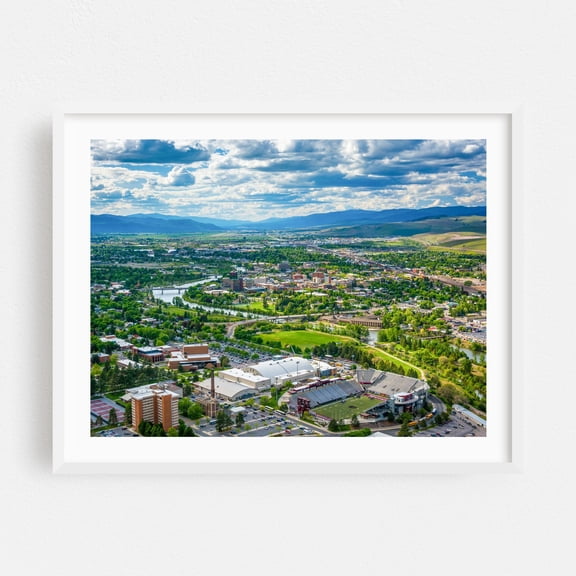 Big Sky - Missoula Montana Photography City Landscape Scenic Skyline Nature Travel Poster Architecture White Framed Wall Art Print 5 x 7 inches