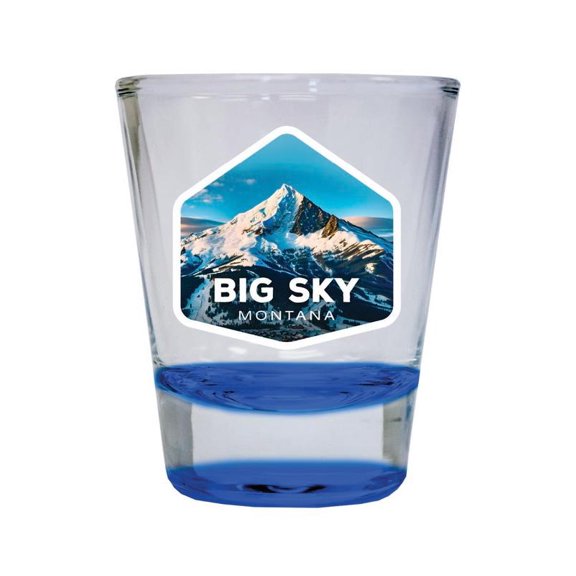 Big Sky Montana Design A Souvenir 2 oz Round Shot Glass Blue