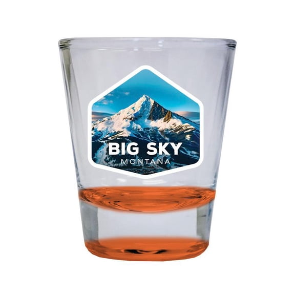 Big Sky Montana Design A Souvenir 2 oz Round Shot Glass Orange