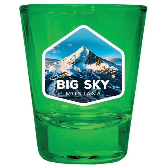Big Sky Montana Design A Souvenir Full Color 2 oz Round Shot Glass Green
