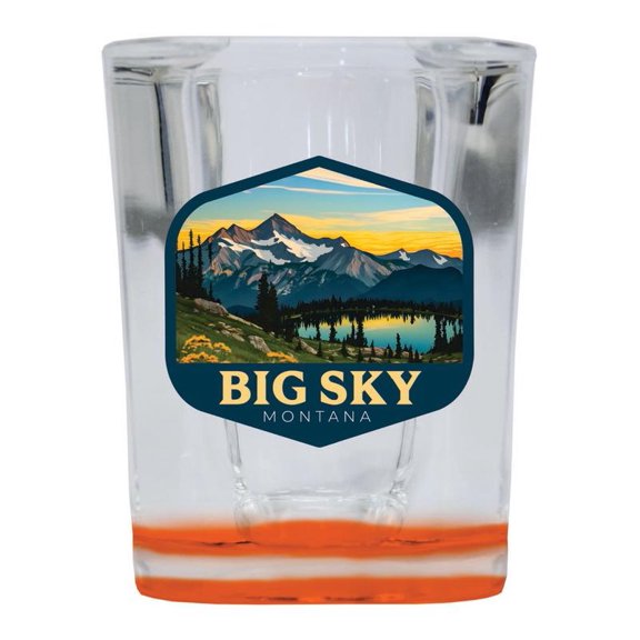 Big Sky Montana Design D Souvenir 2 oz Square Shot Glass Orange