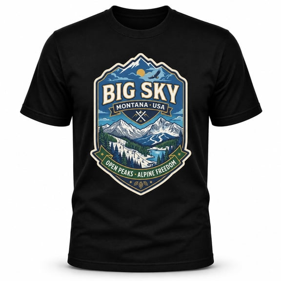 Big Sky Montana Mountain Graphic T-Shirt Unisex Travel Tee