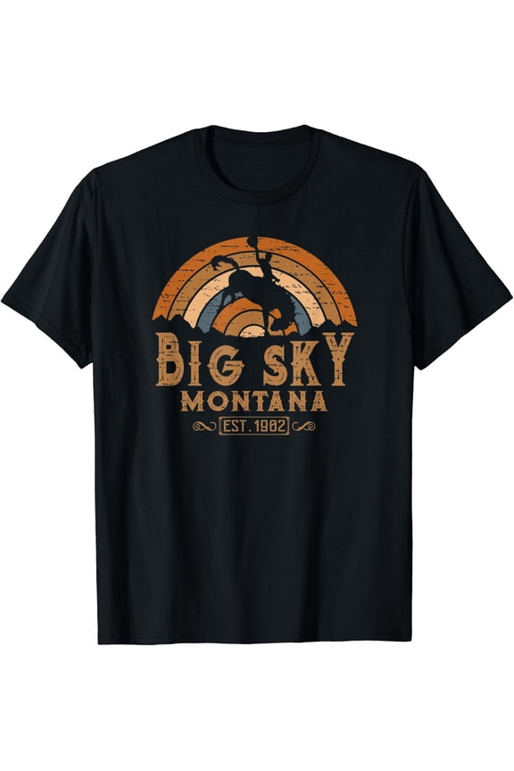 Big Sky Montana Retro Rodeo Cowboy T-Shirt