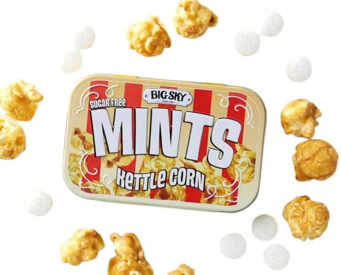Big Sky Sugar Free Kettle Corn Mint Candy, 50g Tin 6 Count Display