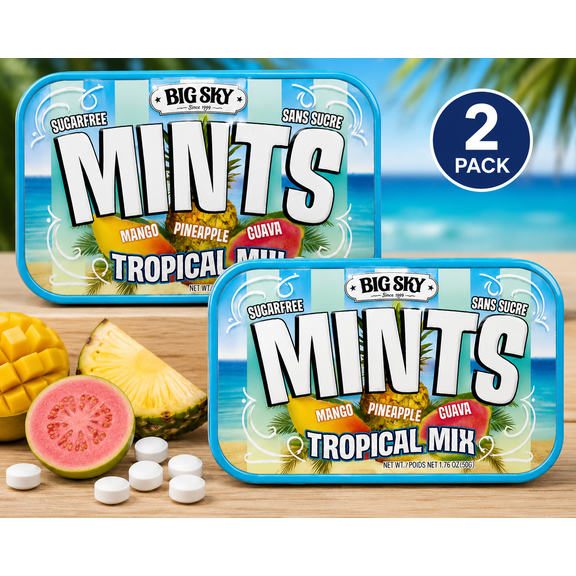 Big Sky Sugarfree Mints Tropical Mix Mango Pineapple Guava 2-Pack 1.76 oz