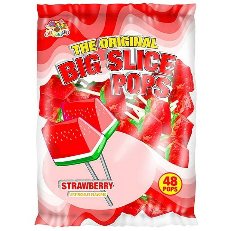 Big Slice Pops Strawberry Lollipops, Bag of 48, Mouthwatering