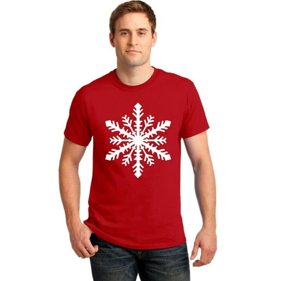 Big Snowflake Funny Christmas Men's T-shirt, XL, Red