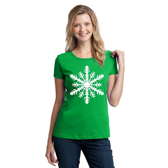 Big Snowflake Funny Christmas Women's T-shirt, 2XL, Green