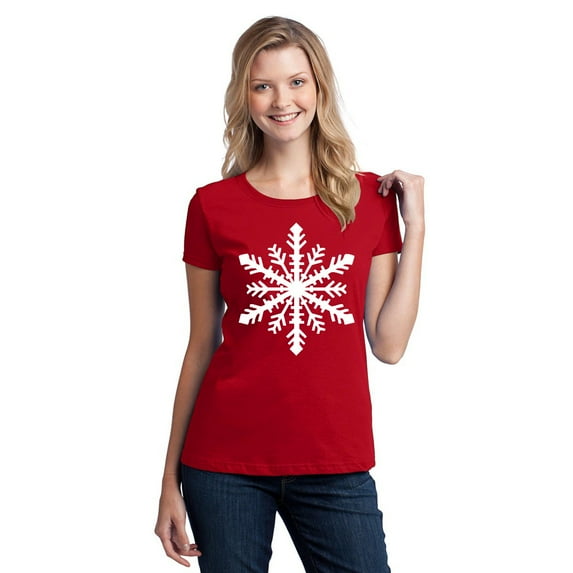 Big Snowflake Funny Christmas Women's T-shirt, L, Red
