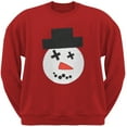thumbnail image 1 of Big Snowman Face Applique Red Adult Crew Neck Sweatshirt, 1 of 1
