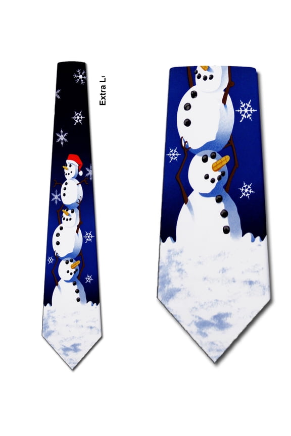 Big Snowman - Navy Extra Long Necktie Mens Tie