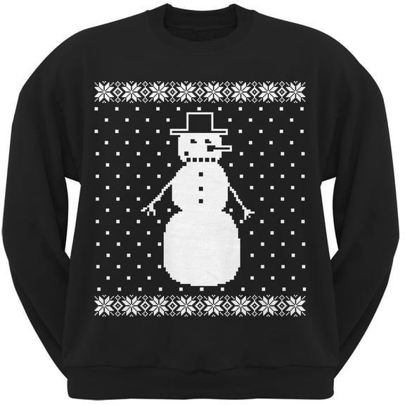 Big Snowman Ugly Christmas Sweater Black Crew Neck Sweatshirt - Small