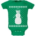 thumbnail image 1 of Big Snowman Ugly Christmas Sweater Green Soft Baby One Piece - 12-18 months, 1 of 1