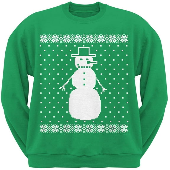 Big Snowman Ugly Christmas Sweater Green Sweatshirt - X-Large