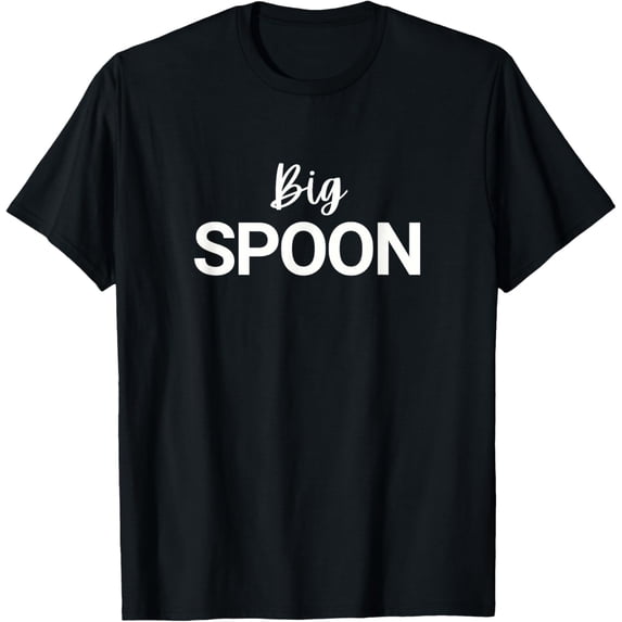 Big Spoon Couple Matching Pajamas T-Shirt men and women can wear, black, white, gifts