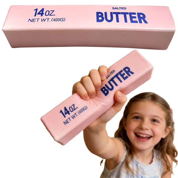 Big Squeezy Butter Squishies Toy - 14oz Jumbo Pink Butter Stick Squishy - Realistic Slow Rising Food Fidget Toy for Stress Relief & Anxiety Relaxation 2026