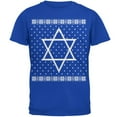 thumbnail image 1 of Big Star of David Ugly Hanukkah Sweater Mens T Shirt Royal X-LG, 1 of 1