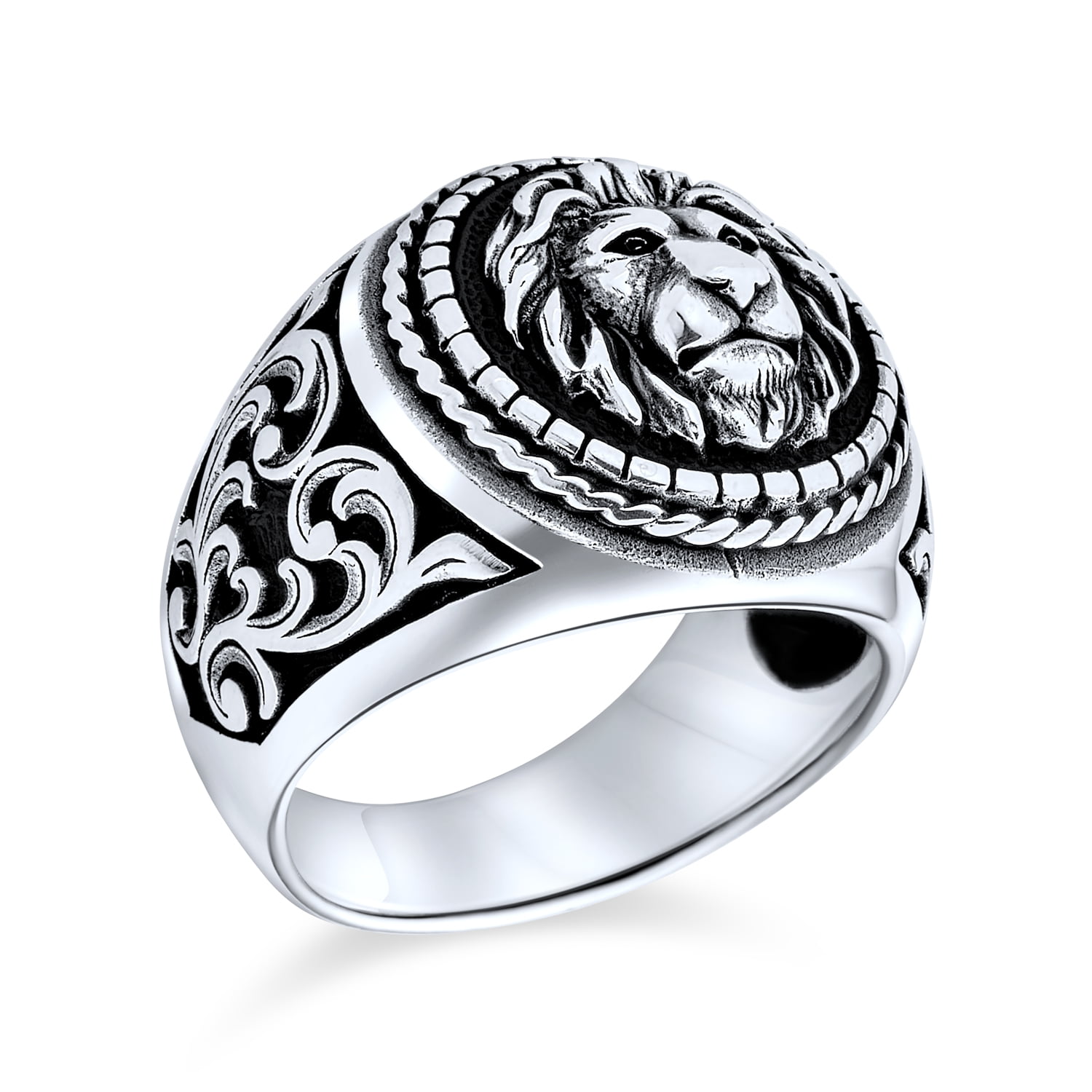 Mens silver lion on sale ring