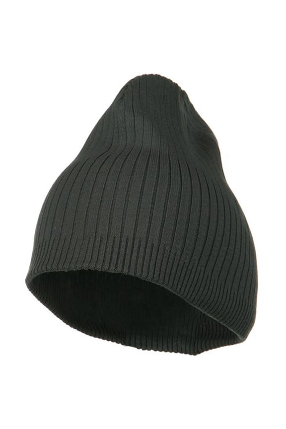 Big Stripe Ribbed Cotton Beanie - Charcoal XL-3XL
