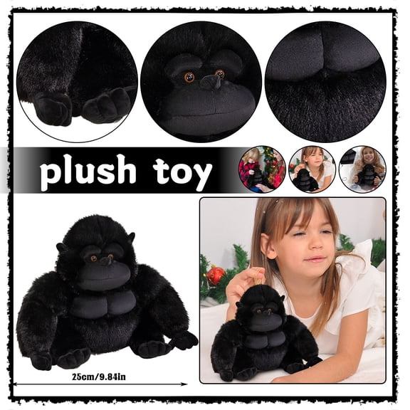 Big Stuffed Animal, Stuffed Monkey Plush, 10 In, 0.55 Lbs, Black Bedroom Decor, Bedroom Decor, Soft Cuddly, 1 Pc