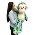 thumbnail image 1 of Big Stuffed Monkey 40 inches 102 cm Soft Aqua Green Purple Teal Multicolor Large Plush Animal 3.5 Feet Tall New, 1 of 6