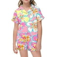 thumbnail image 1 of Big Summer Outfits For Girls Two Piece Short Sleeve Children Graphic Print Button Shirt Shorts Clothing Sets Size 10-11T, 1 of 4