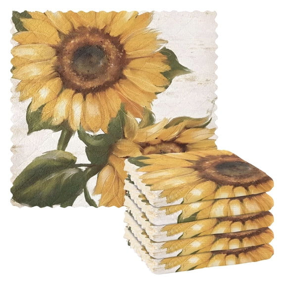 Big Sunflower Kitchen Cloth Dish Towels for Drying Washing Absorbent Dish Rags Reusable soft kitchen dishcloth set 6 Pack