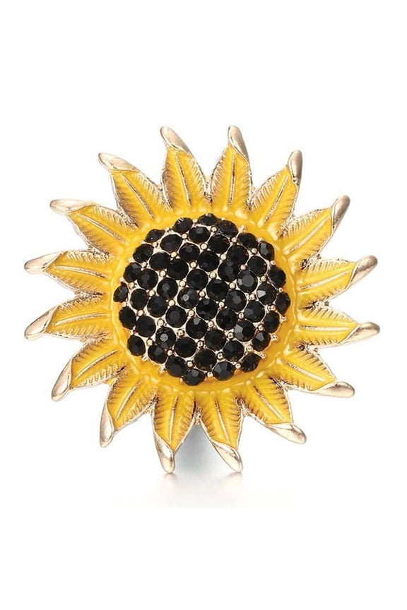 Big Sunflower Yellow Flower Snap Jewelry Ginger Charm Button, For Interchangeable DIY Customizable Accessories