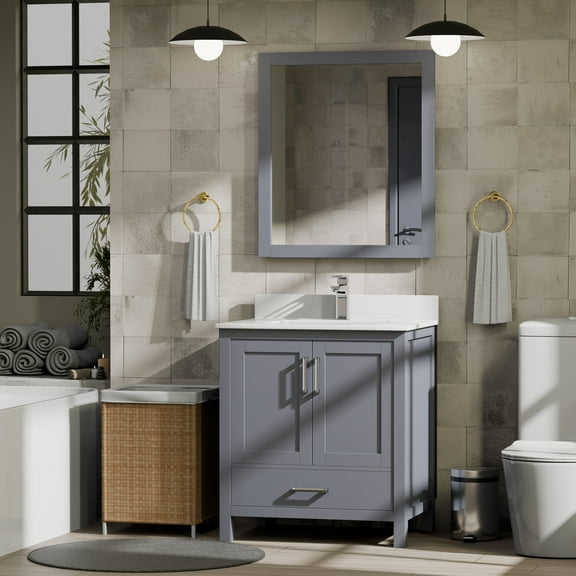 Big Sur 30 in W x 22 in D Dark Grey Single Bath Vanity and Cultured Marble Top