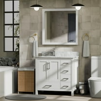 Big Sur 36 in W x 22 in D Left Offset White Single Bath Vanity and Carrara Marble Top