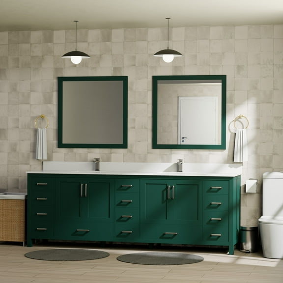 Big Sur 84 in W x 22 in D Green Double Bath Vanity and Cultured Marble Top