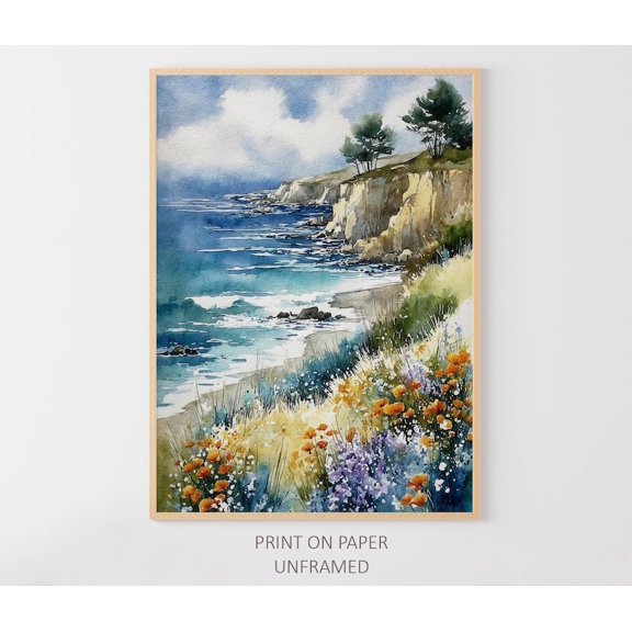 Big Sur Art Poster California Coastal Wall Art National Park Poster, Stretched Canvas Size 12x18