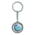 thumbnail image 1 of Big Sur Ocean Beach Wedding Shower Spinning Circle Metal Keychain, 1 of 1