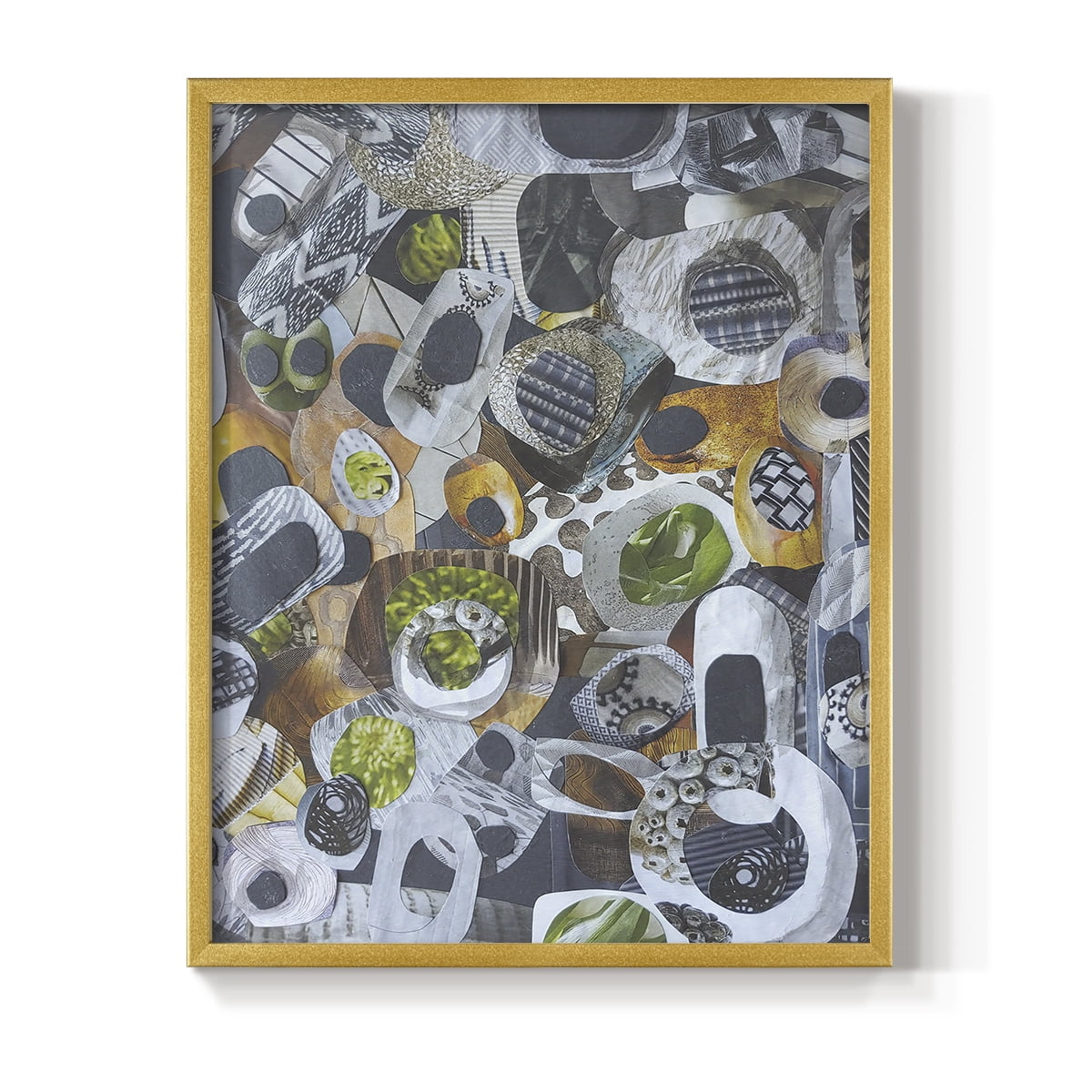 Big Sur Stones and Kelp Framed Print in Gold Solid Wood Framed Print No Nail Hanging