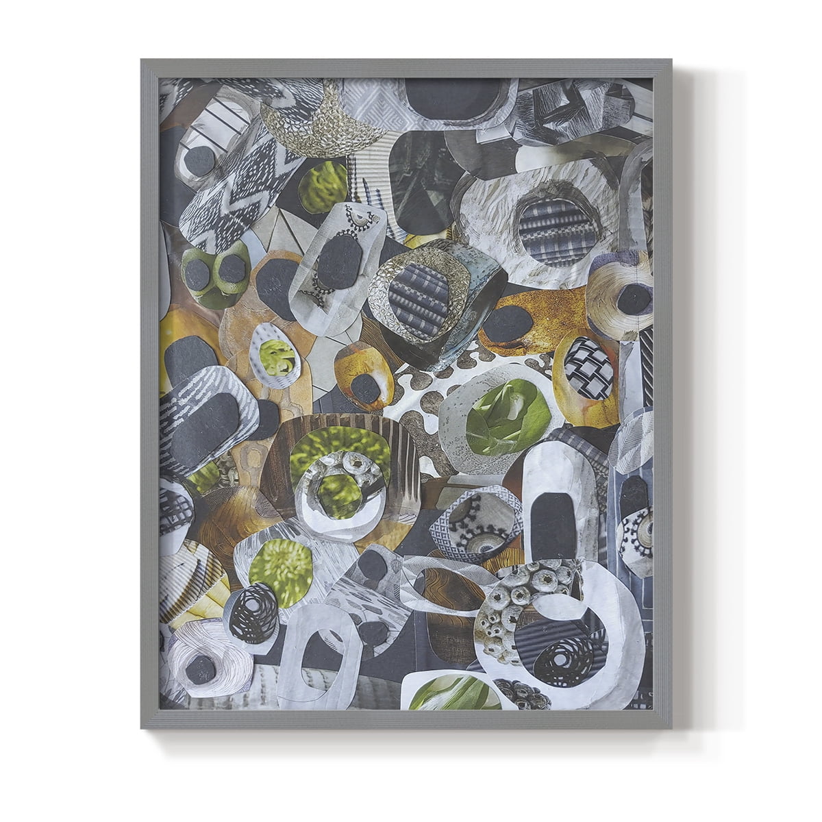 Big Sur Stones and Kelp Framed Print in Gray Solid Wood Framed Print No Nail Hanging