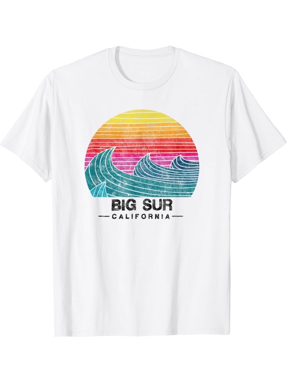 Big Sur Surfing Waves Beach Retro Cali Sunset Surf T-Shirt, Vintage T-Shirt