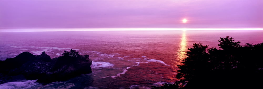 Big Sur coast at sunset California USA Canvas Art - Panoramic Images (13 x 36)