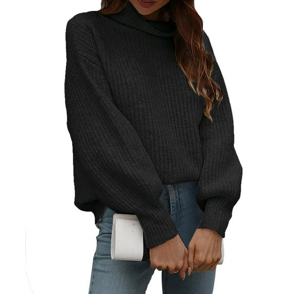 Big Sweaters For Women, Fashion Women Solid Long Sleeve Pullove Turtleneck-Neck Casual Sweater Tops Jersey Mujer Manga Larga