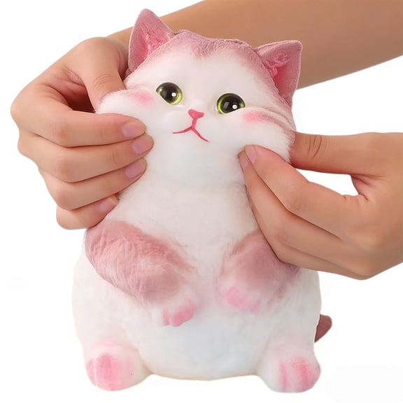 Big Taba Squishy Cat, Handmade 6.3 Inch Soft Stress Relief Cat Toy for Adults & Kids, Cute Pink Squeeze Toy, Perfect Relaxation & Fun Gift