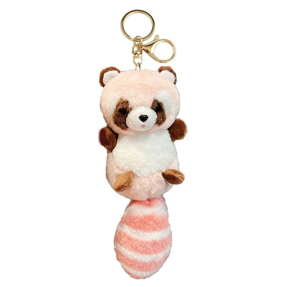 Big Tailed Plush Raccoon Charm Keychain Soft Stuffed Ornament Keyring Lovely Pendants for Purse Bag Backpack Handbag