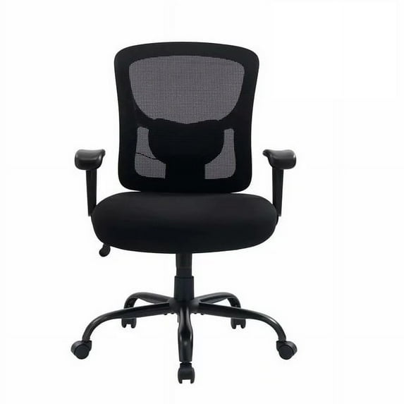 Bigroof Ergonomic Mid-Back Office Chair, Adjustable Computer Desk Chair with Lumbar Support, 400lb, Black