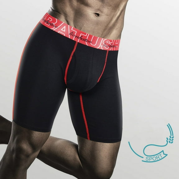 Big & Tall 4XL Red Cotton Boxer Briefs for Men, Extended Length Athletic Style, Comfortable Secure Fit with Contrast Stitching