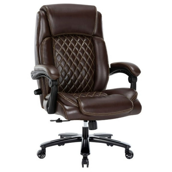 Big and Tall 500LBS Office Chair, Adjustable Lumbar Support Heavy Duty, Metal Base Quiet Rubber Wheels High Back, Large Executive Computer Desk Swivel Chair, Ergonomic Design for Back Pain, Black