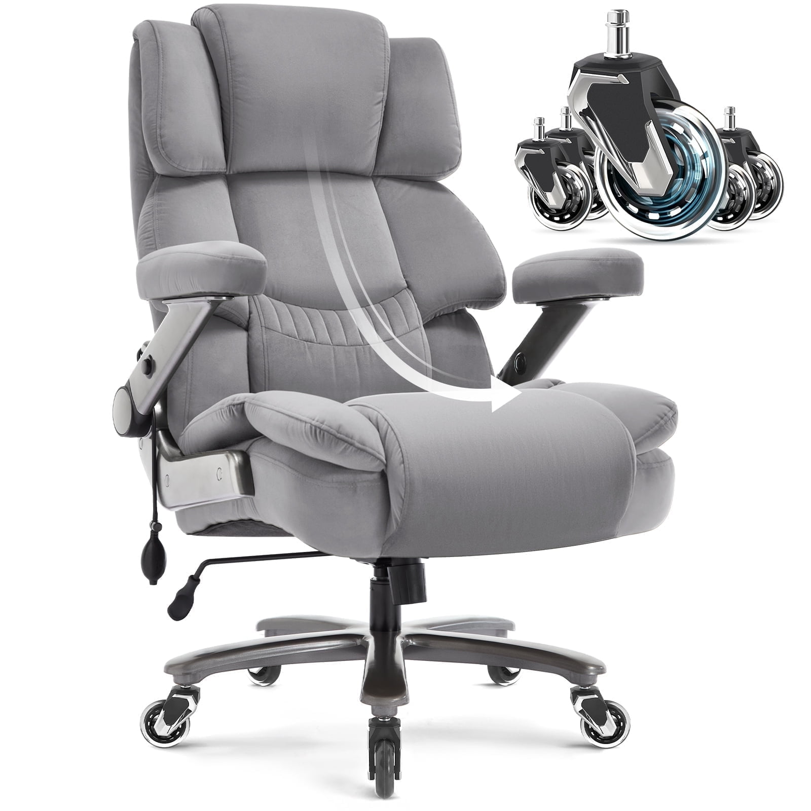 Big and Tall 500lbs Office Chair, Fabric Heavy Duty Executive Chair ...