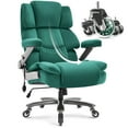 thumbnail image 1 of Big and Tall 700lbs Office Chair, Fabric Heavy Duty Executive Chair with 3D Flip up Armrests Adjustable Lumbar Support Large Rubber Wheels, Extra Wide High Back Computer Desk Chair, Green, 1 of 9