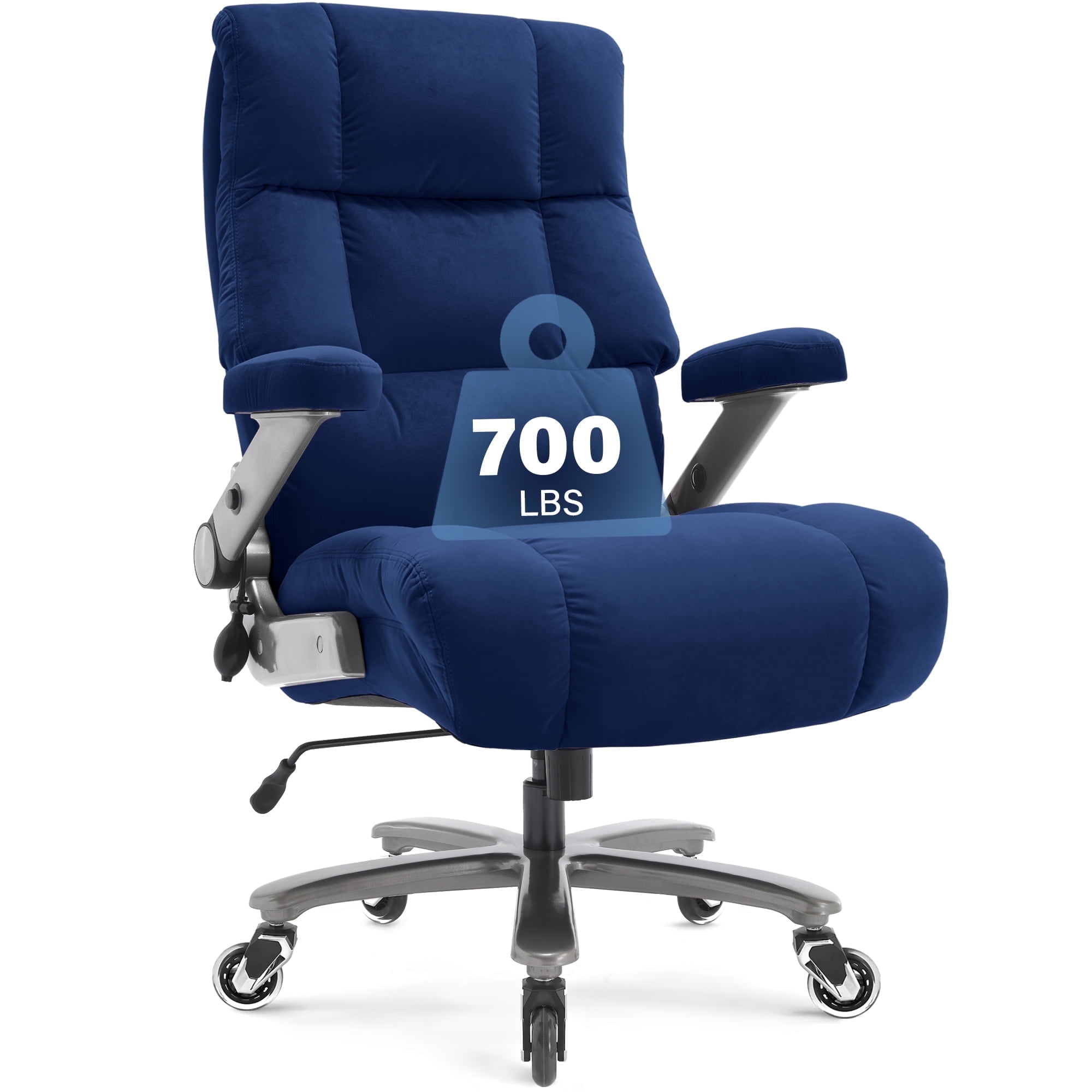 Big and Tall 700lbs Office Chair, Ultra-Soft Fabric Executive Desk Chair, Ergonomic Computer Chair with 3D Flip Up Arms, Adjustable Lumbar Support, Heavy Duty Metal Base and Quiet Rubber Wheel, Blue