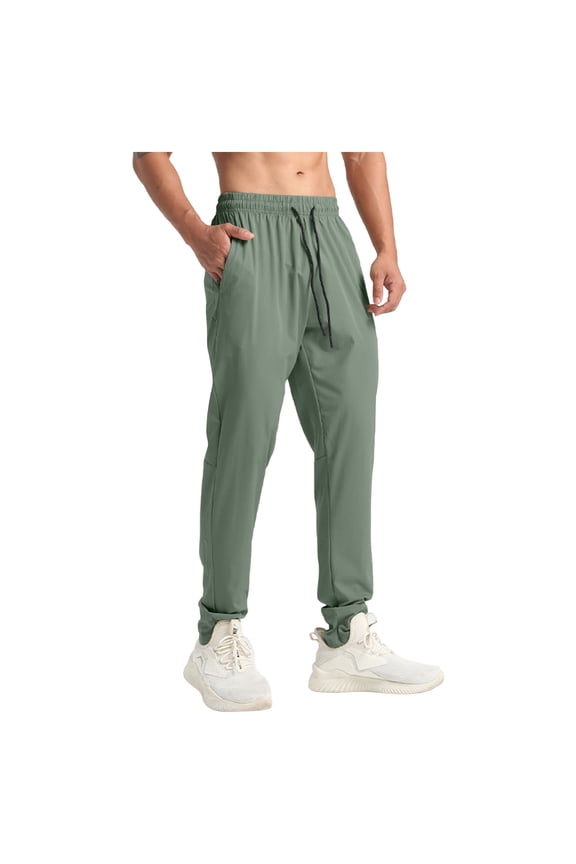 Big & Tall Athletic Joggers Pants Casual Lightweight Mens Tapered Sweat Pants Drawstring Quick Dry Trousers 4XL, Army Green