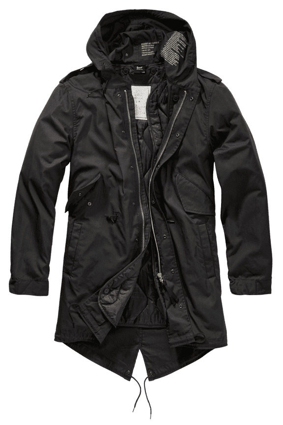 Big & Tall Brandit M51 Parka (Black 5XL) - Outdoor Full Length Parka with Removable Quilted Lined Coat