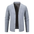 thumbnail image 1 of Big & Tall Button Up Cardigans Long Sleeve Mens Fleece Lined Sweaters V Neck Thicken Open Front Coat XXXXL, Gray, 1 of 5
